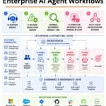 Enterprise AI agent workflow with orchestration, governance, human approval and system actions