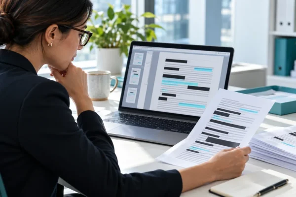 AI document redaction review process illustration featured
