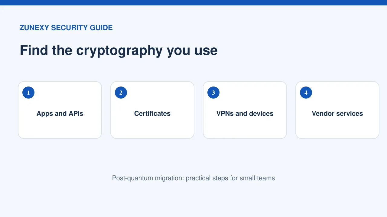Visual guide to post quantum cryptography migration: step 1